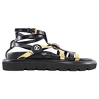 Louis Vuitton Black and Gold Strappy Leather Monogram Pillow Pool Comfort Sandals - 36