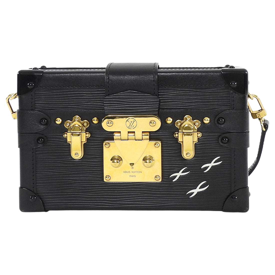 Louis Vuitton Black Epi Leather Petite Malle Trunk Box Bag