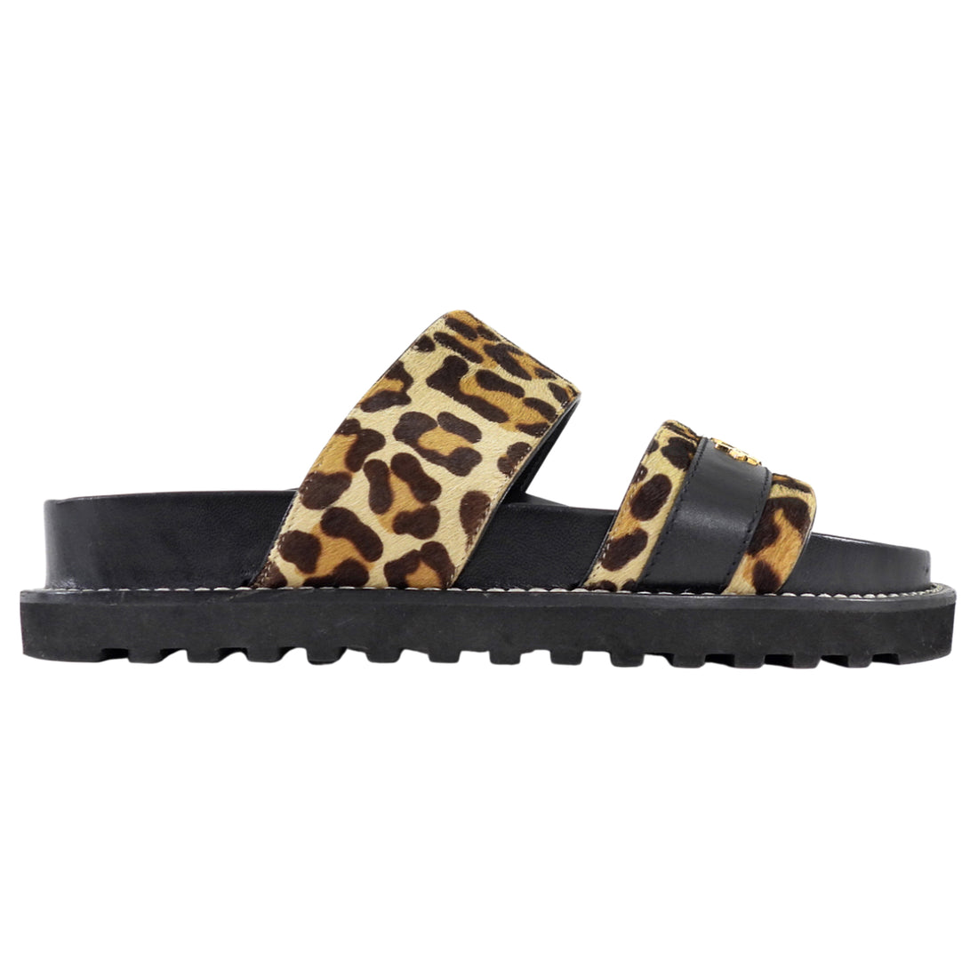Louis Vuitton Leopard Print Calf Hair Bom Dia Logo Flat Sandals - 36
