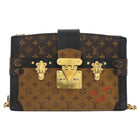 Louis Vuitton Brown Black Reverse Monogram Canvas Trunk Clutch Chain Bag