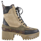 Louis Vuitton Taupe Monogram Laureate Desert Platform Ankle Boots - 7