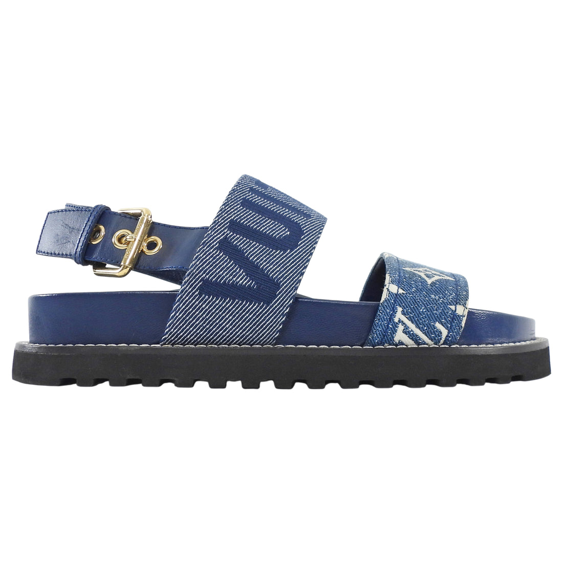 Louis Vuitton Blue Denim LV Monogram Paseo Flat Sandal - 38 (fits 7.5)