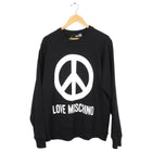Love Moschino Black and White Peace Sign Jersey Crewneck - XL