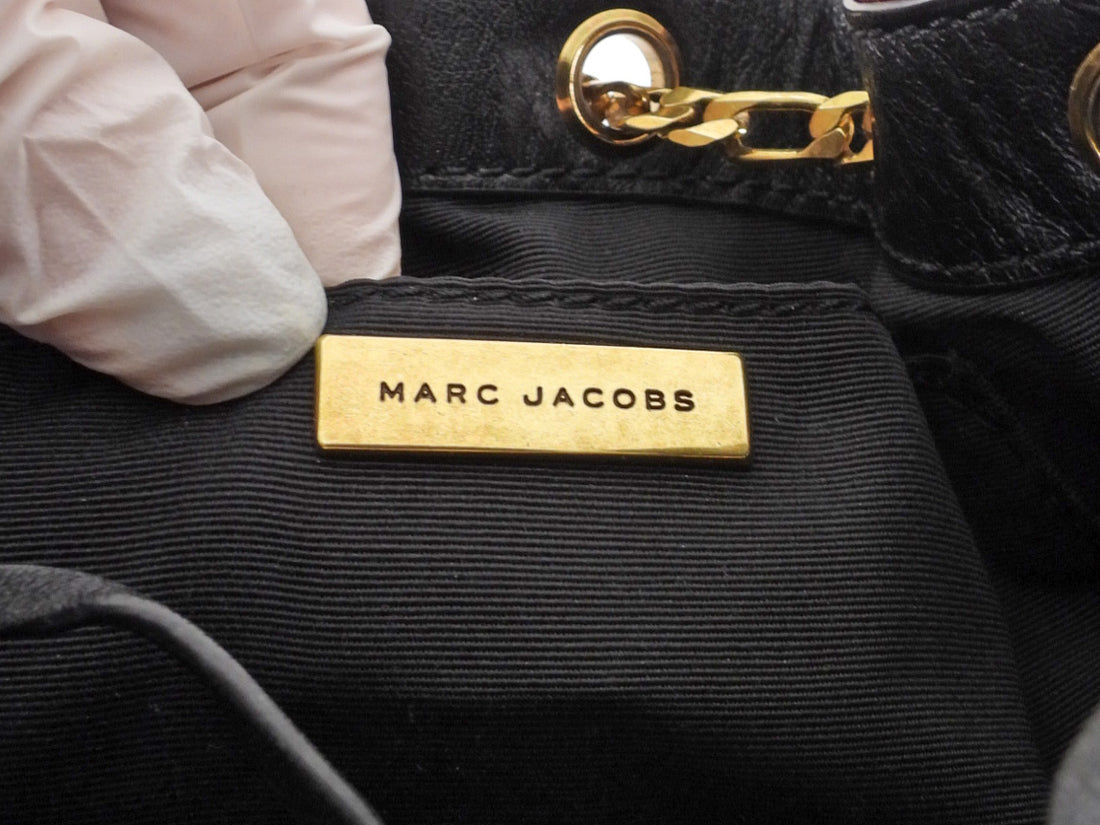 Marc Jacobs Red Croc Embossed Leather Sway Chain Bucket Bag