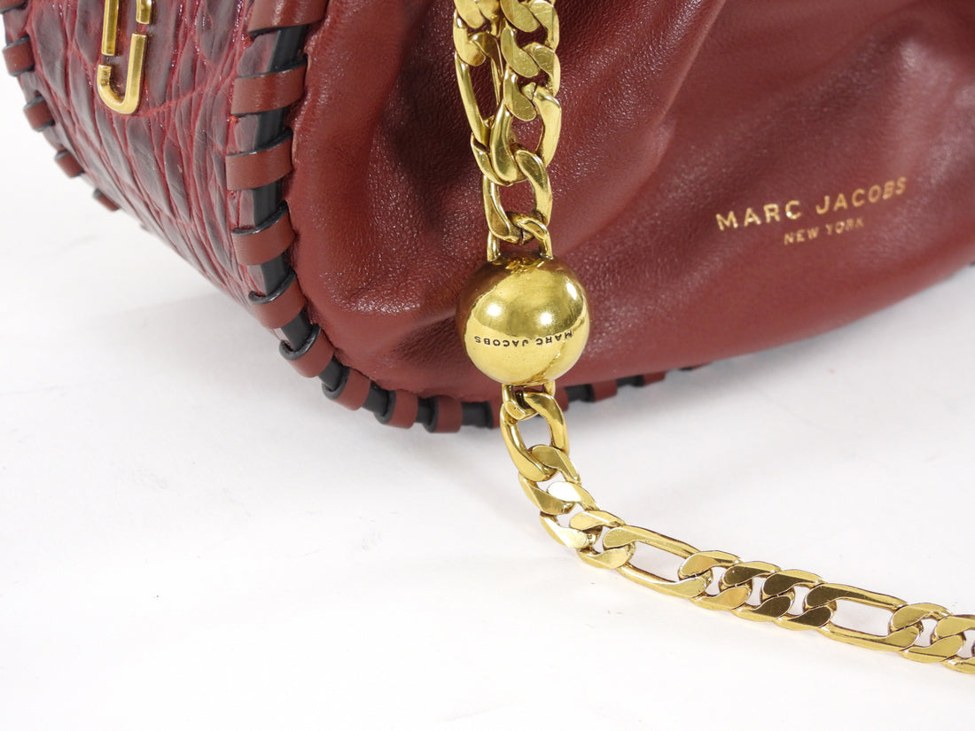 Marc Jacobs Red Croc Embossed Leather Sway Chain Bucket Bag