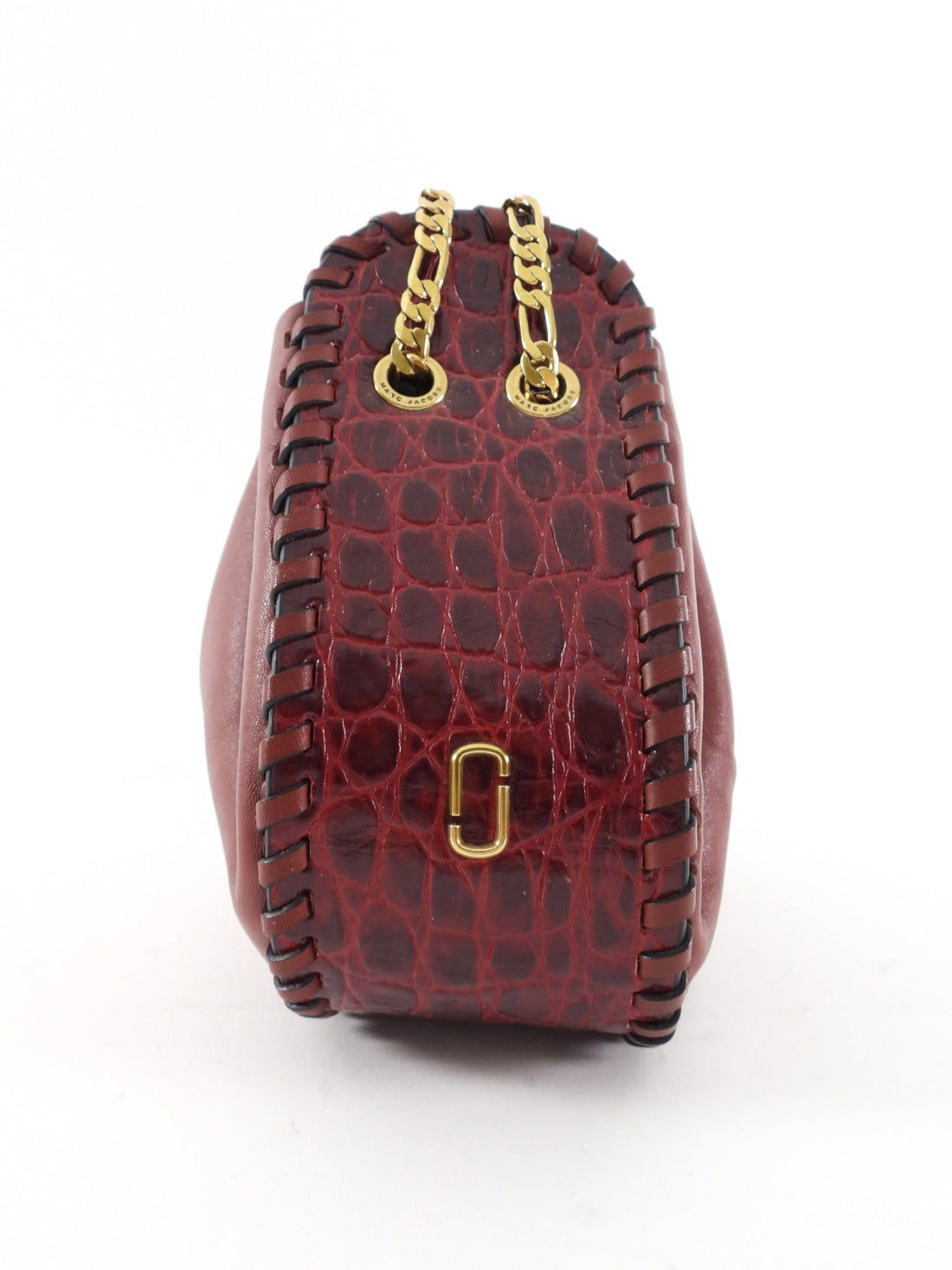 Marc Jacobs Red Croc Embossed Leather Sway Chain Bucket Bag