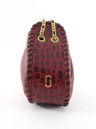 Marc Jacobs Red Croc Embossed Leather Sway Chain Bucket Bag
