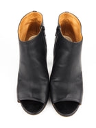Maison Martin Margiela Black Leather Block Heel Peep Toe Ankle Boot - 40