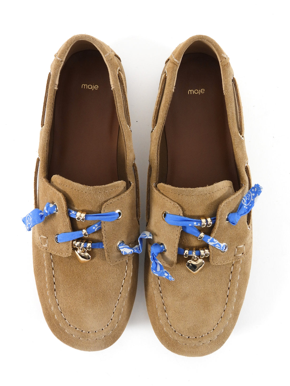 Maje Brown Suede Bandana Charm Detail Boat Shoe Loafers - 37