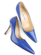Manolo Blahnik Blue Leather Stiletto Heel Pumps - 41