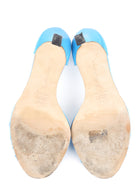 Manolo Blahnik Electric Blue Open Toe Stiletto Heel Rosettado Sandals - 40