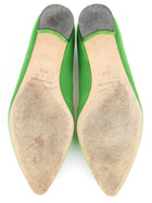 Manolo Blahnik Green Satin Crystal Embellished Hangisi Ballet Flats - 35.5