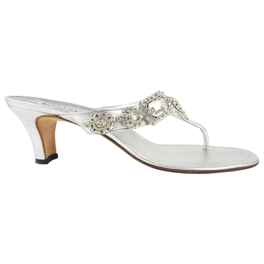 Manolo Blahnik Silver Finah Sandals | REVERSIBLE