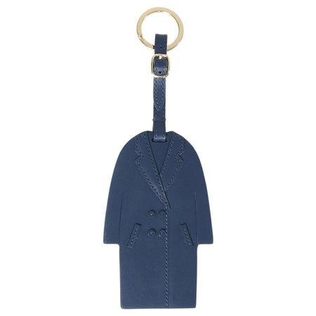 Max Mara Navy Blue Leather Coat Bag Charm Keyring
