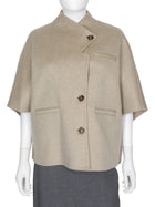 Max Mara Light Beige Stone Light Weight Double Faced Cashmere Cape Jacket - M / L