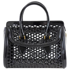 Alexander McQueen Black Patent Honeycomb Leather Heroine Bag