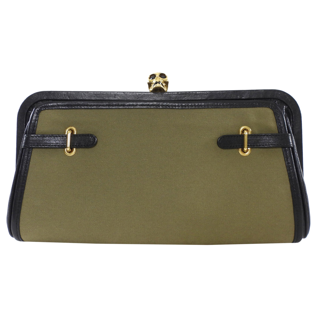 Alexander McQueen Convertible Canvas / Leather Skull Clutch