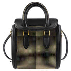 Alexander McQueen Gold Studded Black Leather Mini Heroine Top Handle Bag