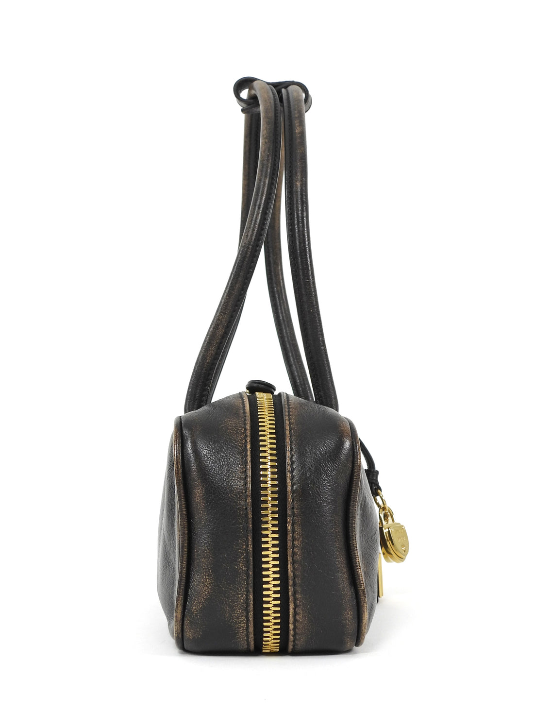 Miu Miu Brown Distressed Nappa Leather Beau Bag