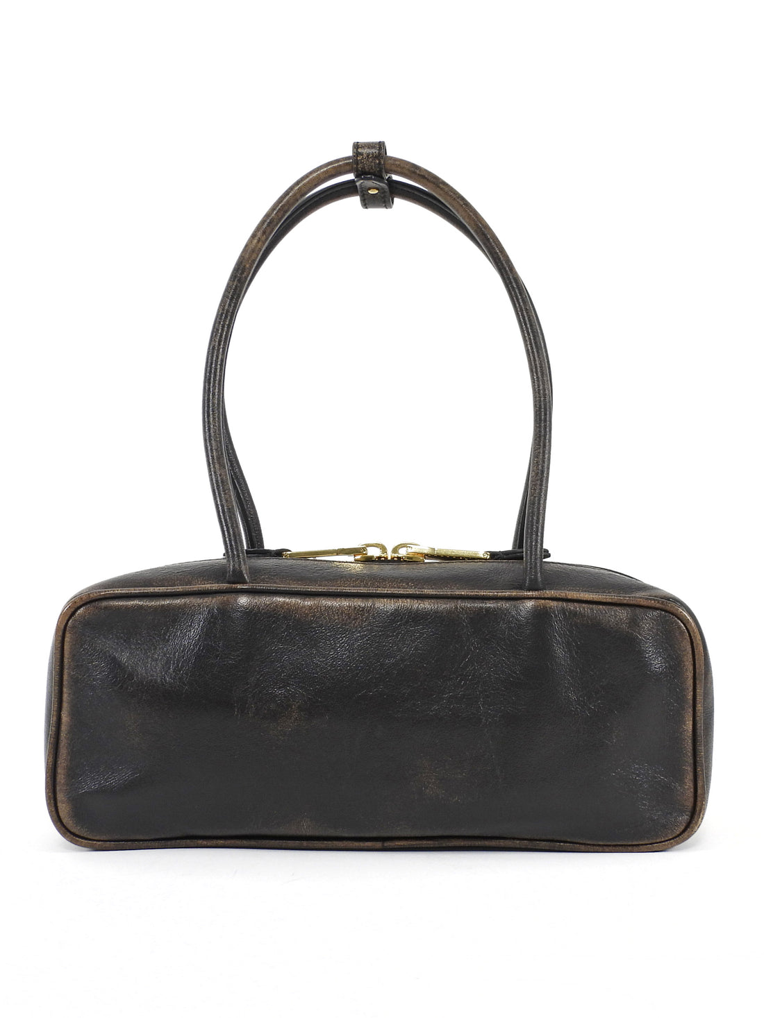 Miu Miu Brown Distressed Nappa Leather Beau Bag