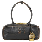 Miu Miu Brown Distressed Nappa Leather Beau Bag