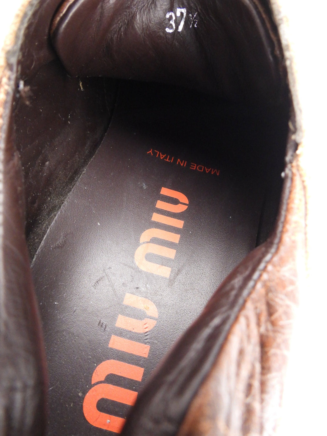 Miu Miu Circa 2000 Vintage Brown Leather Sneakers - 37.5