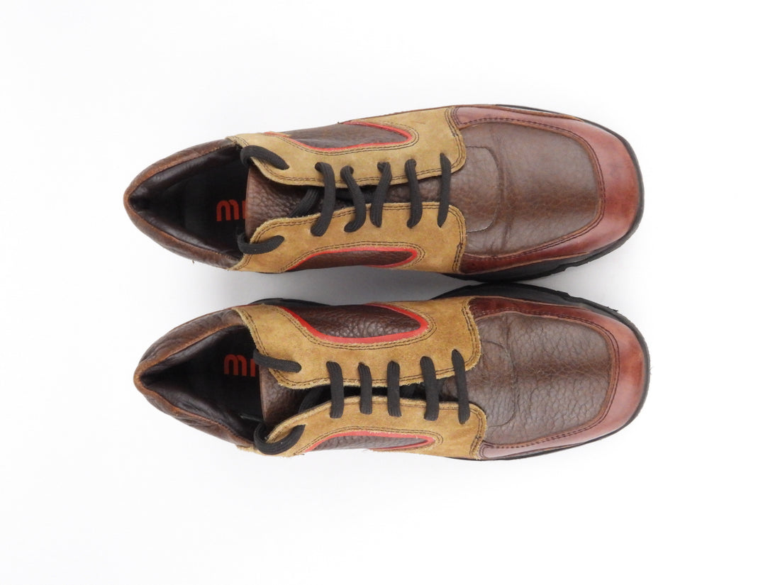 Miu Miu Circa 2000 Vintage Brown Leather Sneakers - 37.5