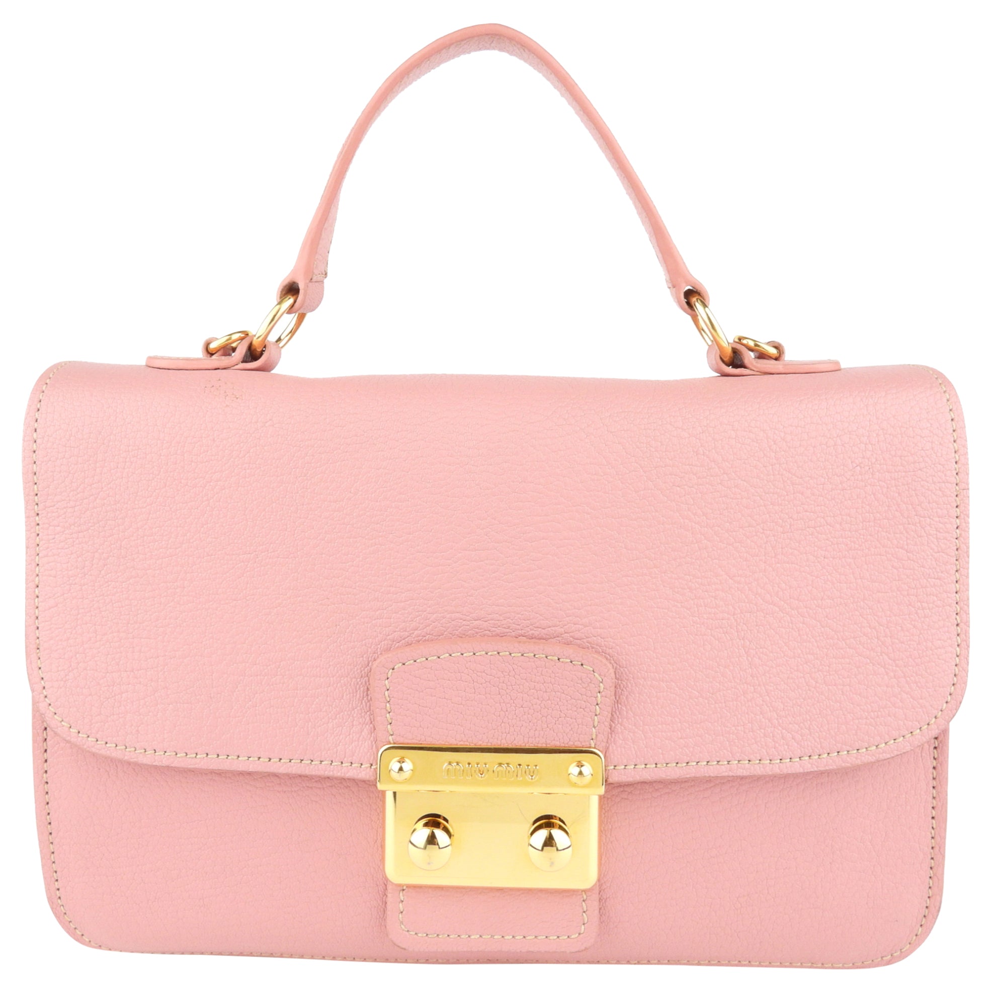 Miu Miu Pink Madras Leather Two-Way Satchel Bag – I MISS YOU