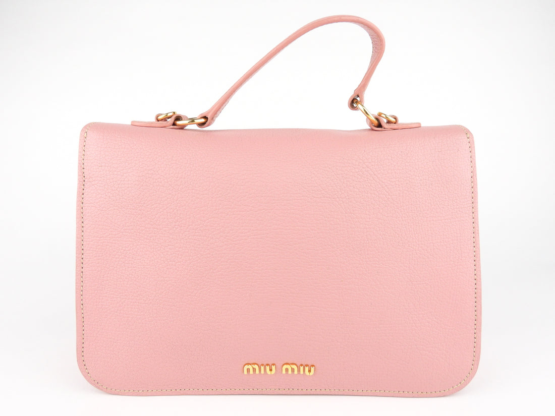 Miu Miu Pink Madras Leather Two-Way Satchel Bag
