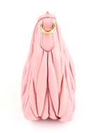 Miu Miu Pink Matelasse Leather Zip Pouch with Strap