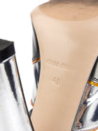 Miu Miu Metallic Leather Peep Toe Strappy Heels - 40 IT