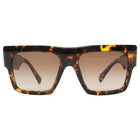 Miu Miu Brown Honey Havana Acetate Square Goldtone Logo Temple Sunglasses 10WS