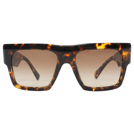 Miu Miu Brown Honey Havana Acetate Square Goldtone Logo Temple Sunglasses 10WS