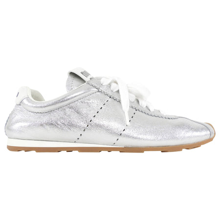 Miu Miu Silver Plume Mordoré Calfskin Sneakers - 37