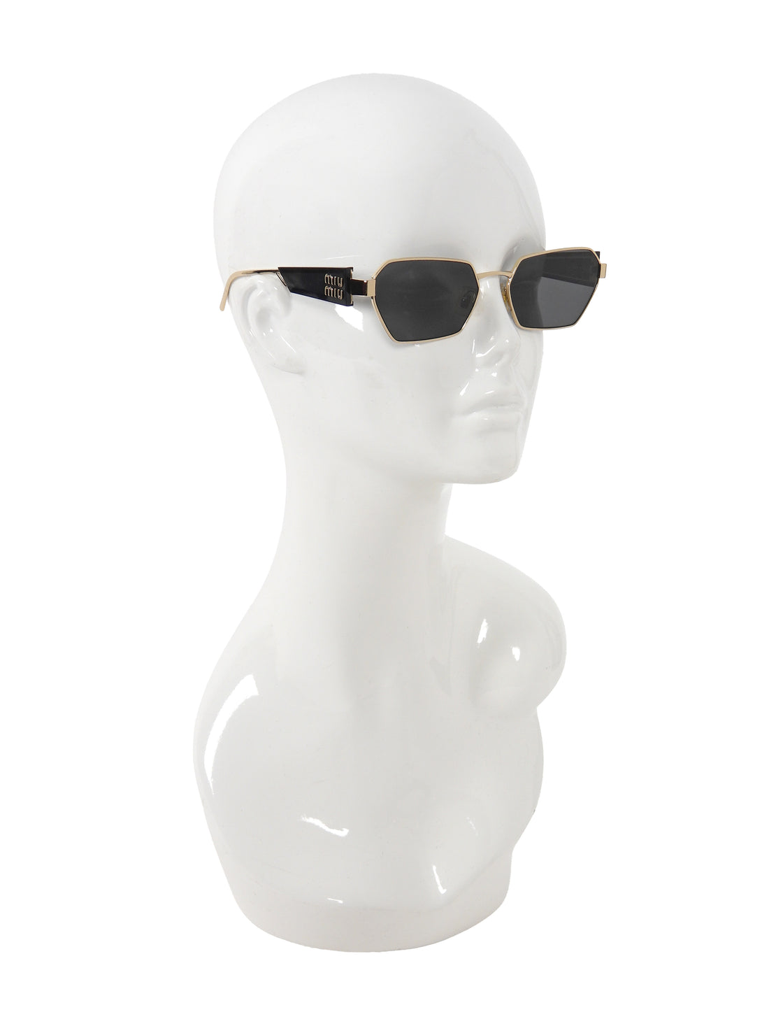 Miu Miu Black Gold Logo Temple Wire Frame Sunglasses SMU53W