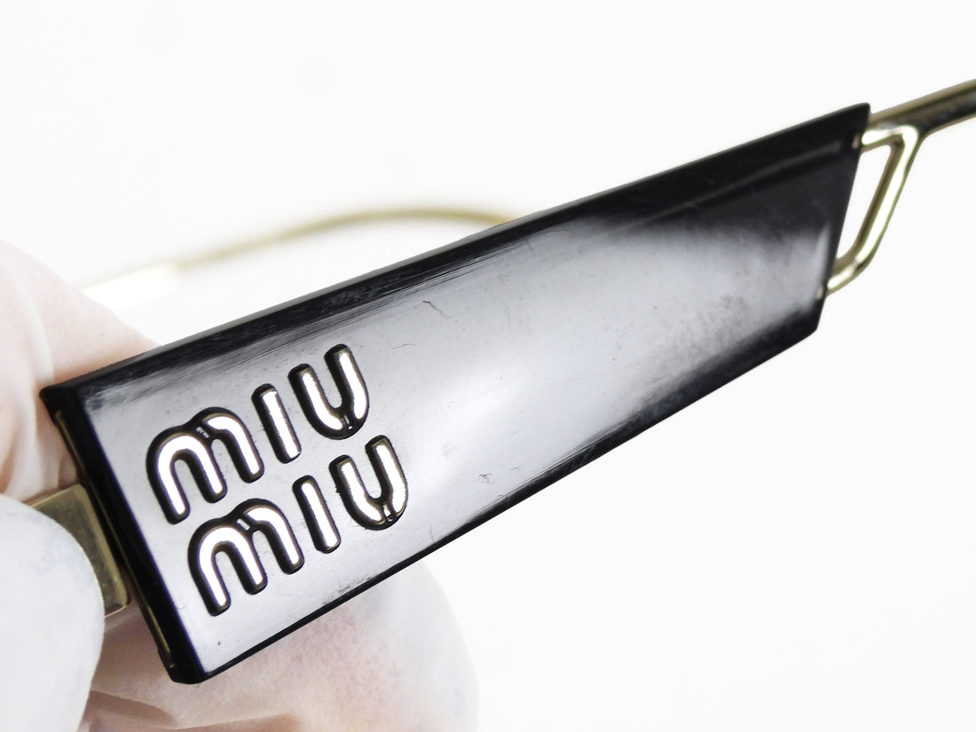 Miu Miu Black Gold Logo Temple Wire Frame Sunglasses SMU53W