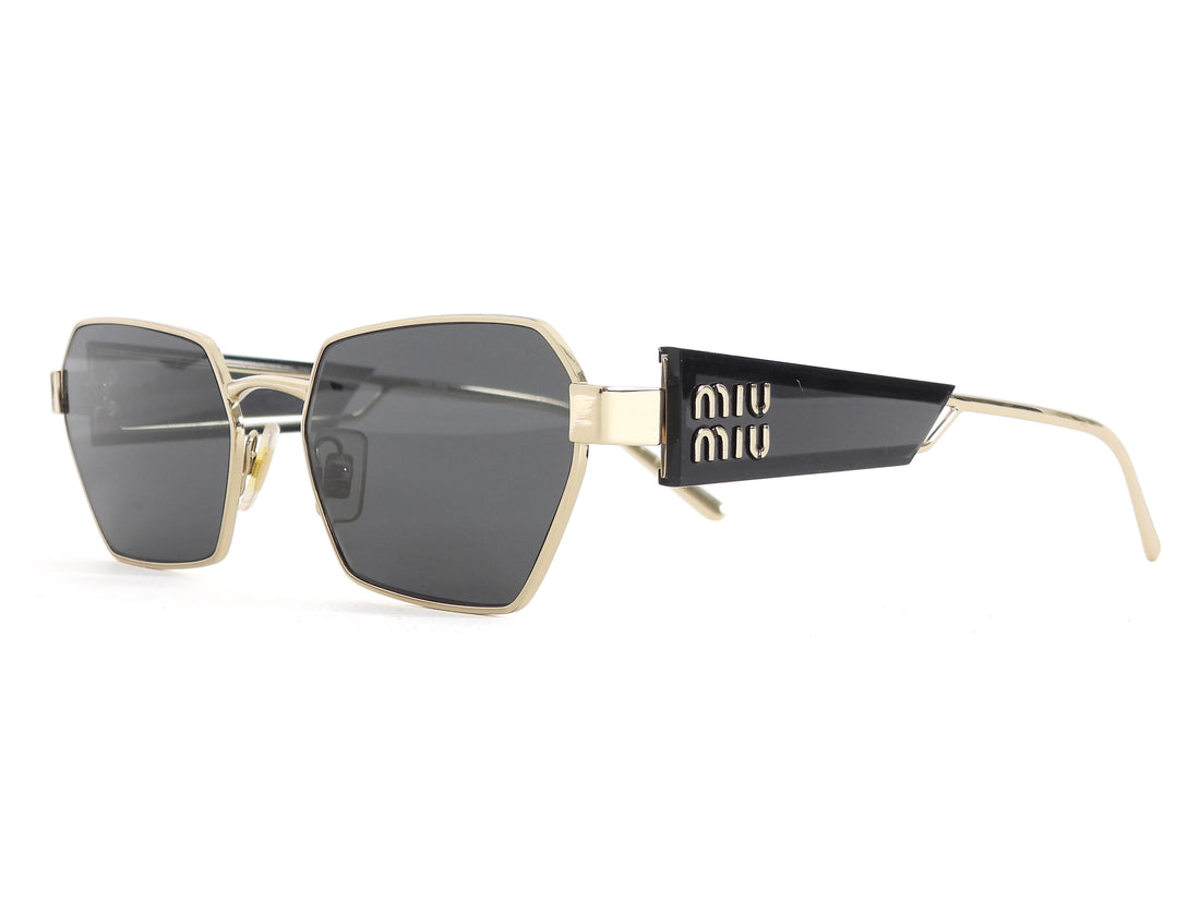 Miu Miu Black Gold Logo Temple Wire Frame Sunglasses SMU53W