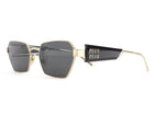 Miu Miu Black Gold Logo Temple Wire Frame Sunglasses SMU53W