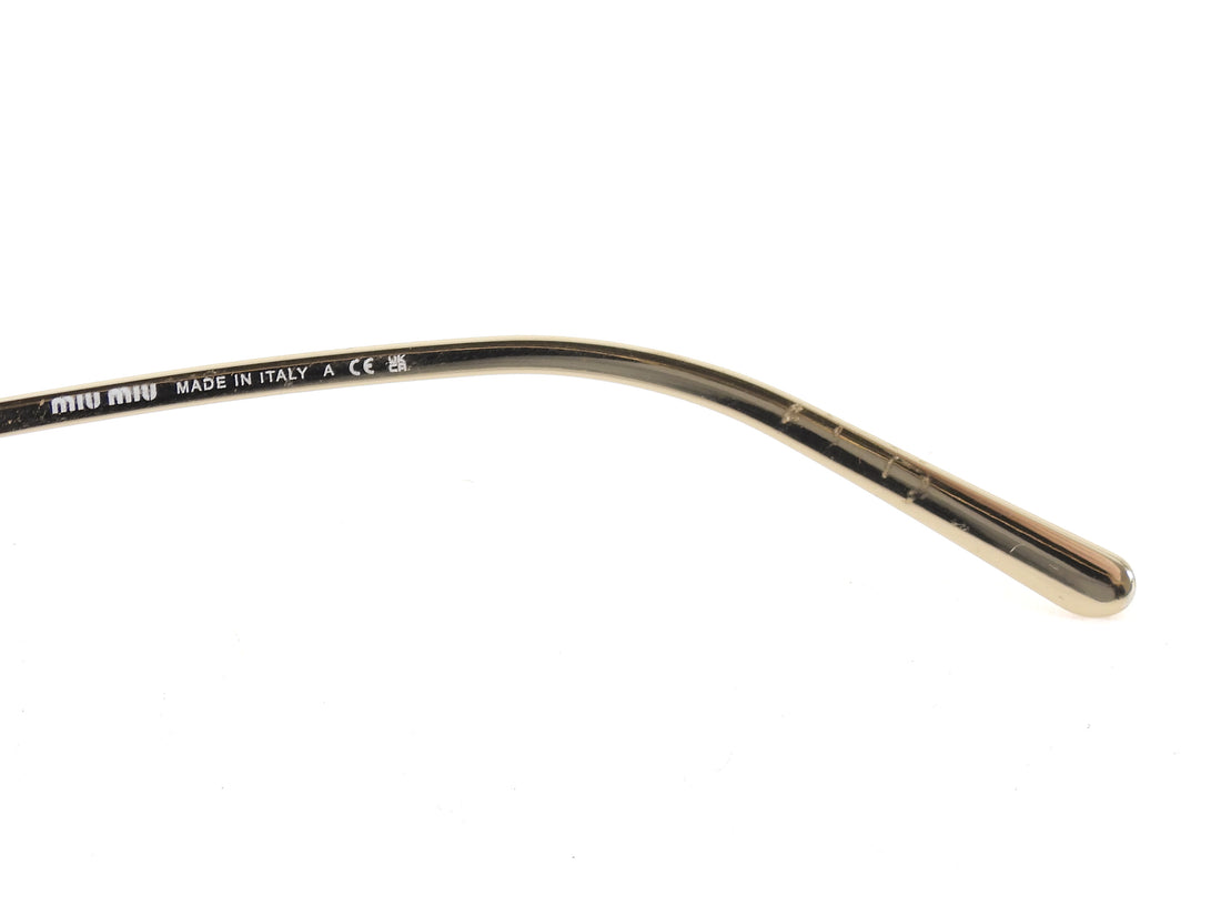 Miu Miu Black Gold Logo Temple Wire Frame Sunglasses SMU53W