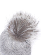 Moncler Grey Knit Fur Pom-pom Embellished Toque Hat