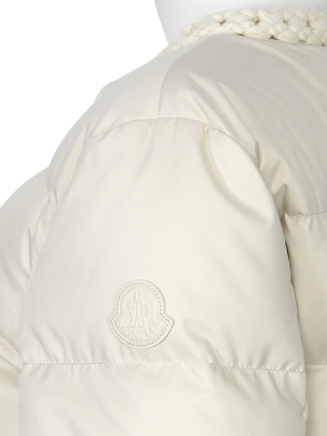 Moncler Maur Ivory Beige Tweed Trim Puffer Short Zip Jacket - 3 / M (6/8)