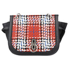 Mulberry Red, White and Black Woven Leather Tartan Amberley Crossbody Shoulder Bag