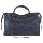 Balenciaga Navy Blue Lambskin Moto Classic City Bag