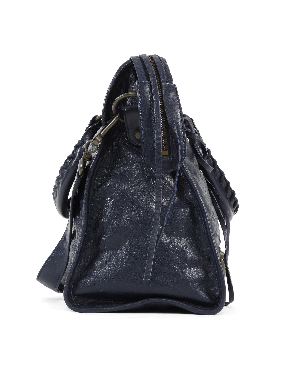 Balenciaga Navy Blue Lambskin Moto Classic City Bag