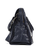 Balenciaga Navy Blue Lambskin Moto Classic City Bag