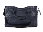 Balenciaga Navy Blue Lambskin Moto Classic City Bag