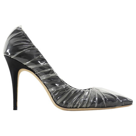 Jimmy Choo x Off-White Anne Black Satin Clear Vinyl Wrap Pumps - 42