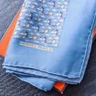 Hermes Blue Silk Pocket Square