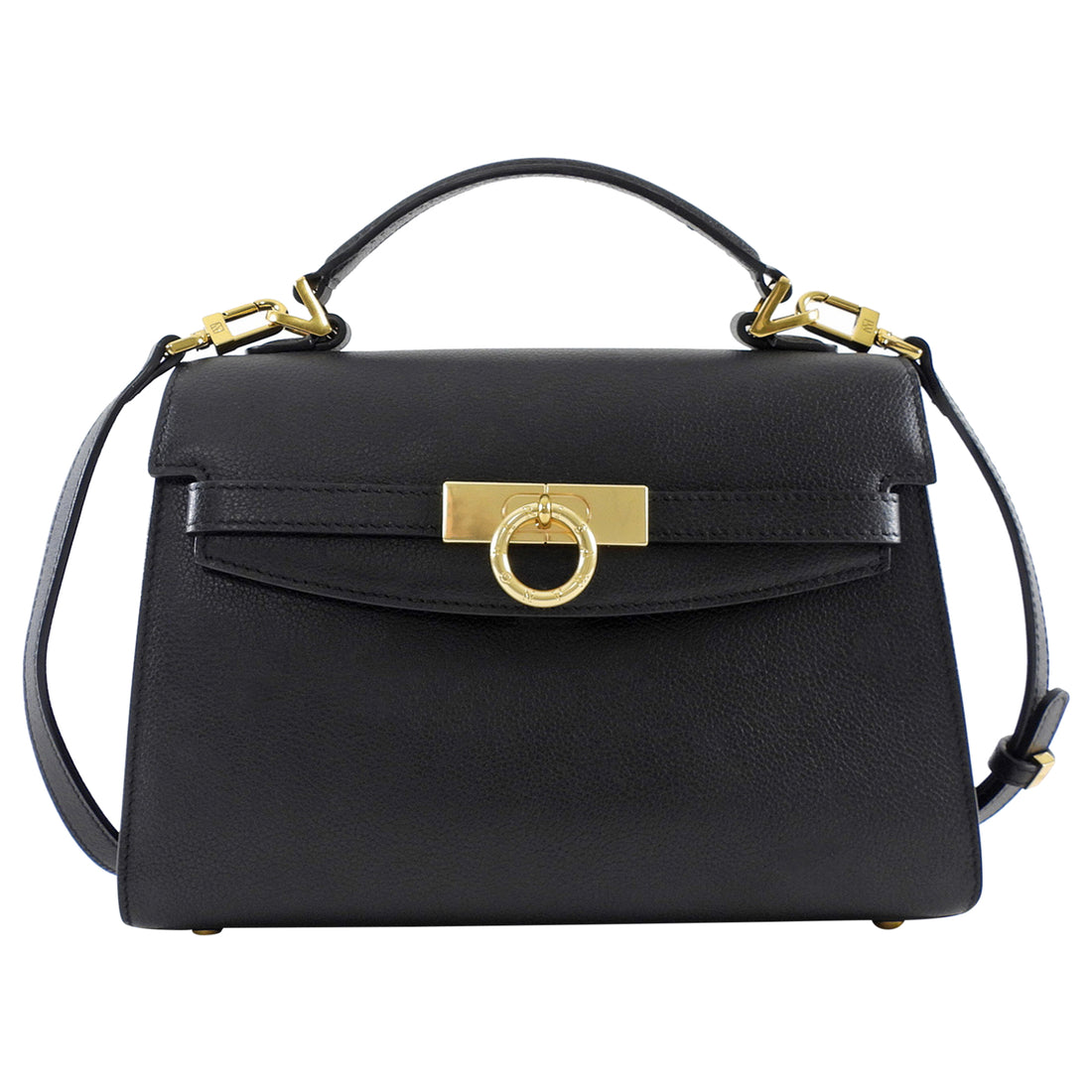 Parisa Wang Grace Black Leather Soft Two Way Top Handle Bag