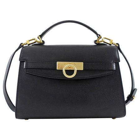 Parisa Wang Grace Black Leather Soft Two Way Top Handle Bag